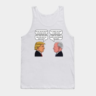 The Political Showdown: Leaders' Face-Off - A Cartoonish Perspective Tank Top